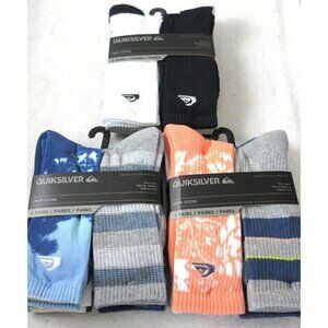 Men's Quiksilver Surf Crew Length socks lot of 5 pairs Size 6-12 NWT